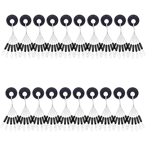 Bessy shop Fishing Bobber Stopper, 120 Pcs 20 Groups 6 in 1 Float Sinker Stops Black cylindrical Shape Float Stop Available Cover