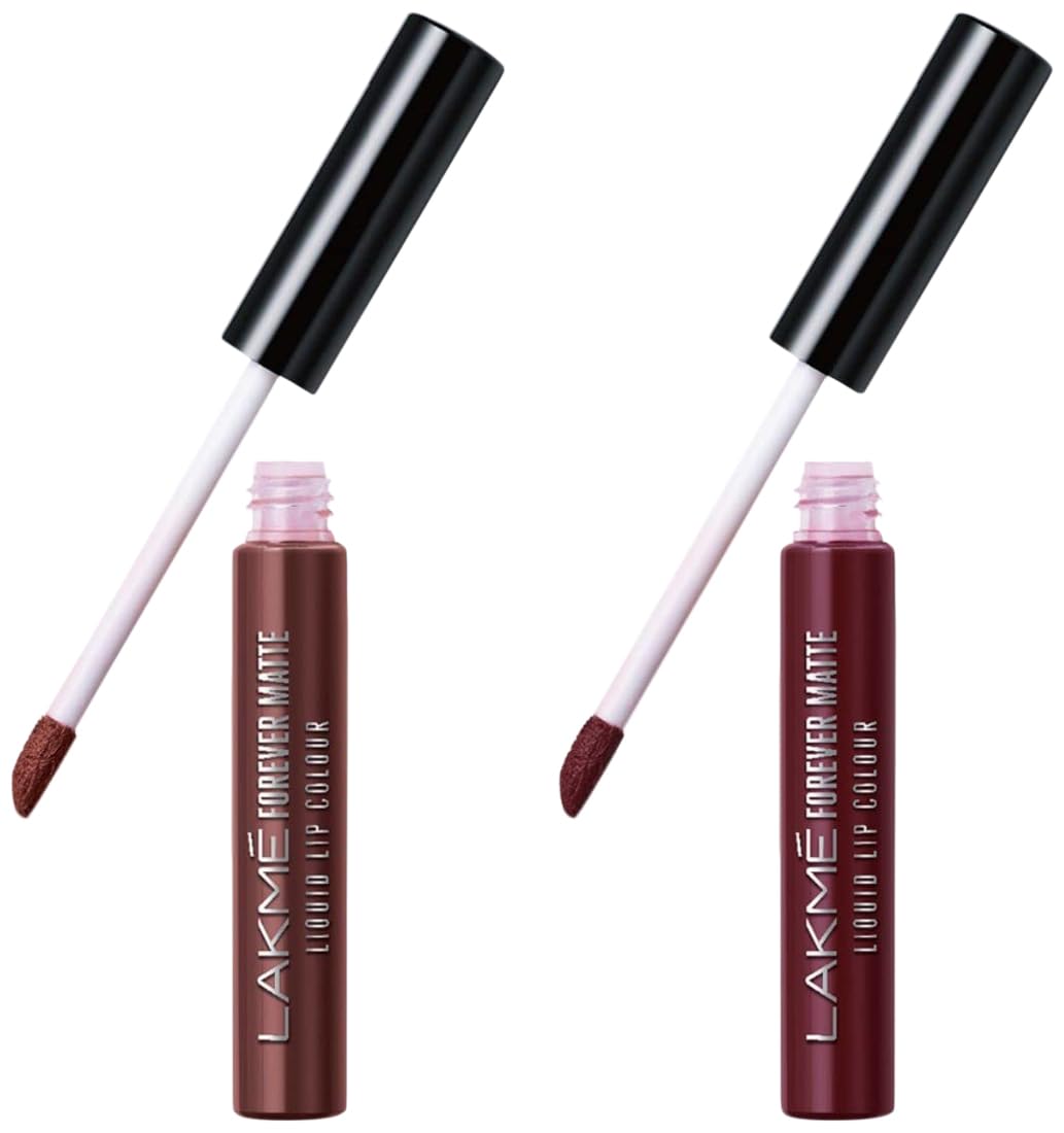 LAKMÉ Forever Matte Liquid Lip Color, 5.6 ml - Wine Touch & Brown Espresso