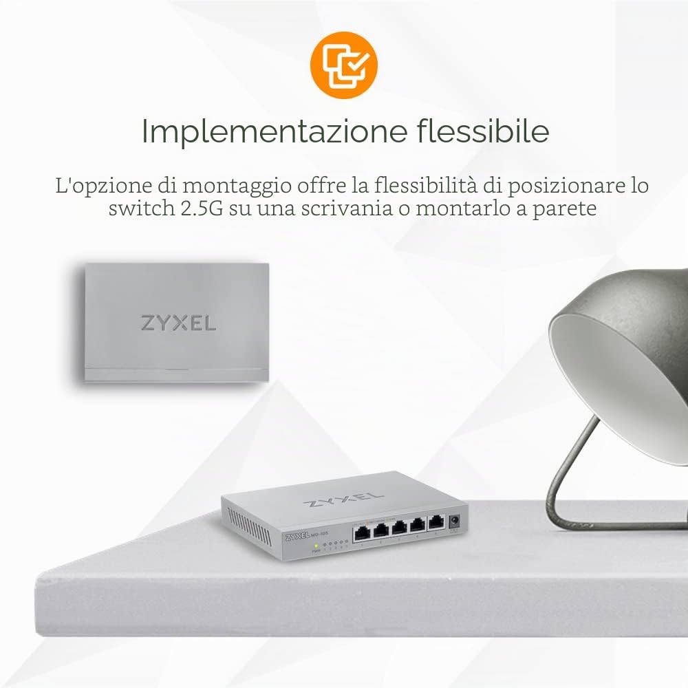 Zyxel Switch Unmanaged Multi-Gigabit 2,5G a 5 porte per Home entertainement / rete SOHO [MG-105]