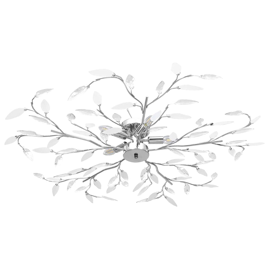 vidaXL Lampadario con Foglie e Bracci per 5 E14 Plafoniera Luci da Interno Lampada Soffitto Illuminazione in Cristallo Acrilico Bianco