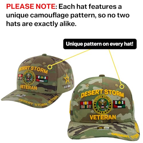 Image of Desert Storm Veteran Hat for Men Officially Licensed US Army Combat Veterans Embroidered Adjustable Baseball Cap