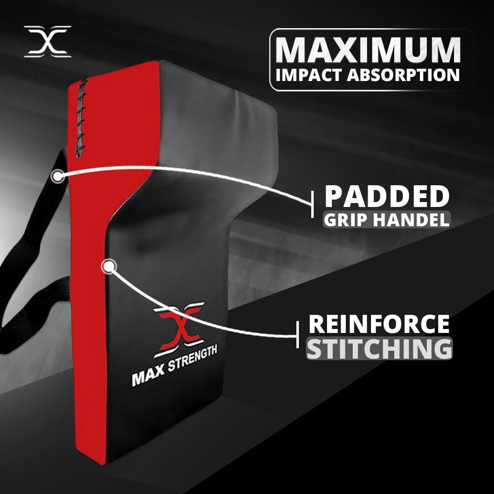 MAXSTRENGTH Rugby Hit Shield Heavy Duty Professional Grade Tackle Wedge Hit Shield Pad High Density Foam Wedge Rucking Tackle Shields (Rot/Schwarz, Einzel)