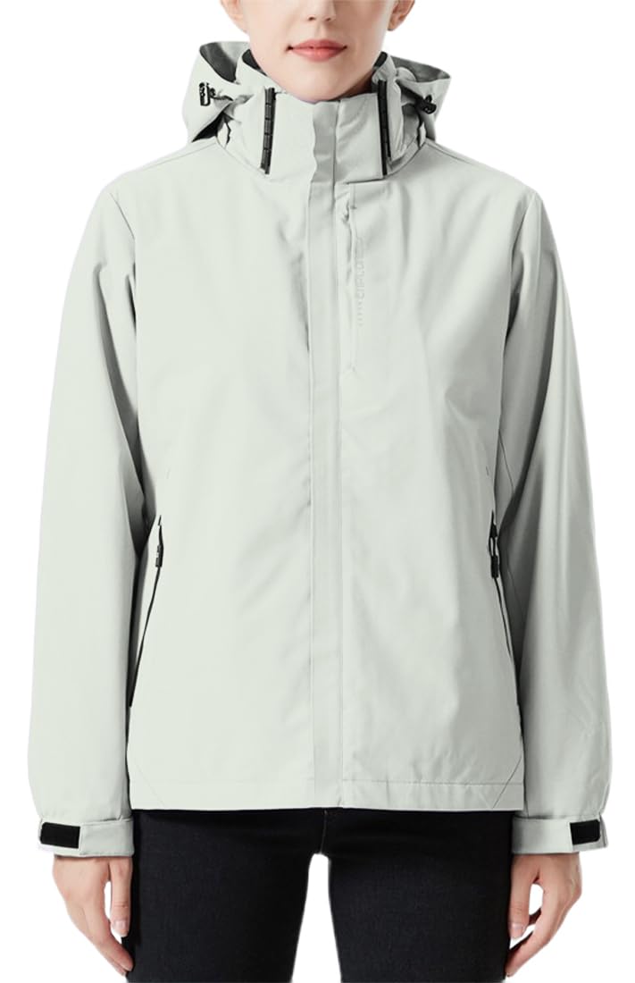 WINKEEY Veste Softshell Femme Imperméable Respirante Coupe-Vent Légère avec Capuche Veste de Pluie Extérieur pour Randonnée