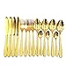 Zastawa stołowa Zestaw sztućców ze stali nierdzewnej Forks Noże łyżki Kuchnia Kolacja Zestaw Fork Spoon Nóż Złoty Obiadowy Zestaw 16 sztuk (Color : 16pcs Gold)