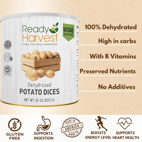 Ready Harvest - Dehydrated Whole Foods for Emergency Food Storage, Camping Supplies, and Survival Kits | Sealed Fresh in #10 Can | 30 Year Shelf Life | 6 Cans | Potato Dices - Image 6