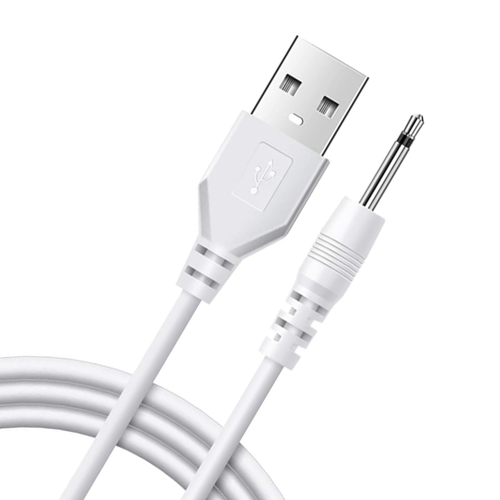 ハンディマッサージャー用USB充電ケーブル 交換用 1m充電ケーブル 吸うやつのコード 電マアタッチメント付き 直径2.5mm、長さ17mm 高速DC充電 デンマ充電コードなどにも対応