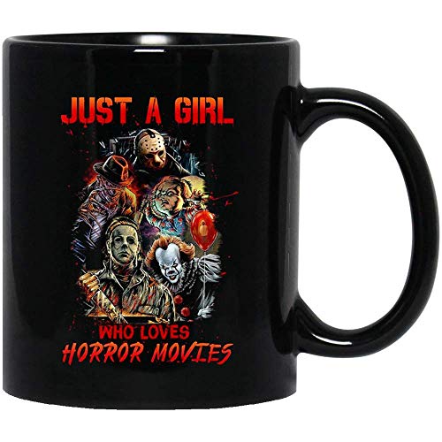 Just a Girl Who Loves Tazas de Terror Jason Voorhees Freddy Krueger Michael Myers it Pennywise Divertidas Tazas de Halloween