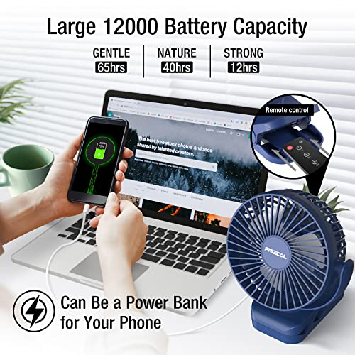 Portable Clip On Fan 65 Working Hours, Camping Fan With Led Lights & Hook, 12000 Capacity Battery Operated Fan With Clamp, Usb Rechargeable Fan For Desk, Tent, Treadmill, Stroller, Golf Cart, Home #TOP1