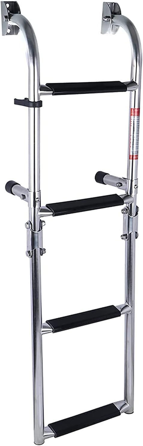 Stainless Steel 4 Steps Ladder Welded Reinforce Folding Pontoon Boat Ladder Docking Ladder,Pontoon Boat Ladders 2+2 Step Folding,for Boat Yacht Dock
