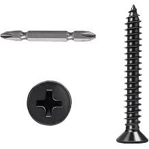 #10x1-1/2 Phillips Flat Head Black Wood Screws 100pcs HS/ZGLS-01 | Quick Self Tapping Screws, Countersunk Screws, 304 Stainless Steel, with Phillips Bit, for Repairing, for Carpentry or DIY