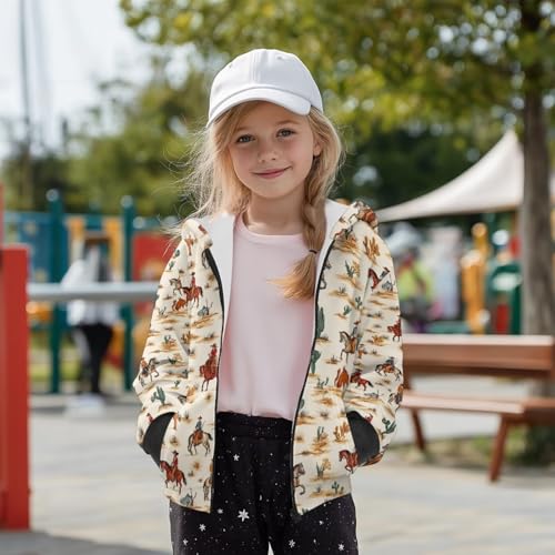 WELLFLYHOM Horse Graphic Hoodies 6-16 Fleece Lined Kids Girls Zipper Sweatshirt Long Sleeve Cardigan Hoodie with Pocket2