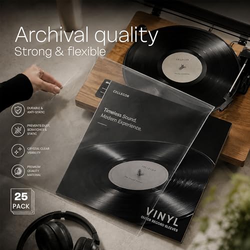 Image of Vinyl Record Outer Sleeves 25 Pack - 12.75 inch x 12.75 inch Crystal Clear 3 Mil Polypropylene LP Covers - Archival Quality Anti-Static Acid-Free Protection Against Dust, Dirt & Scratches