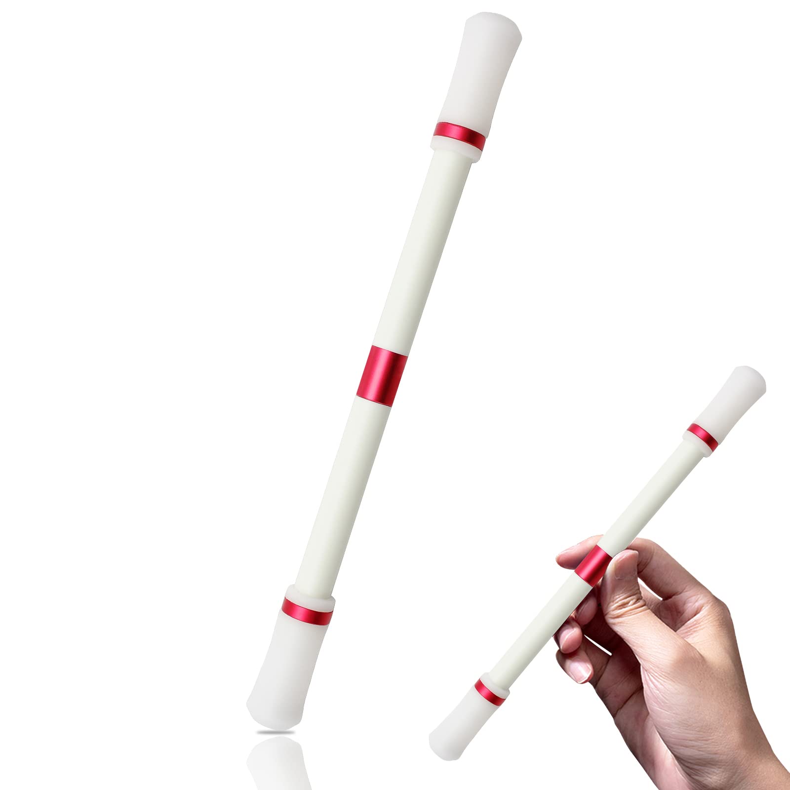 Pen Spinning Pens With Tutorial，Fun to Spin Pen，Brain training toys for children office supplies for adult students(Without Pen Refill)-White Red