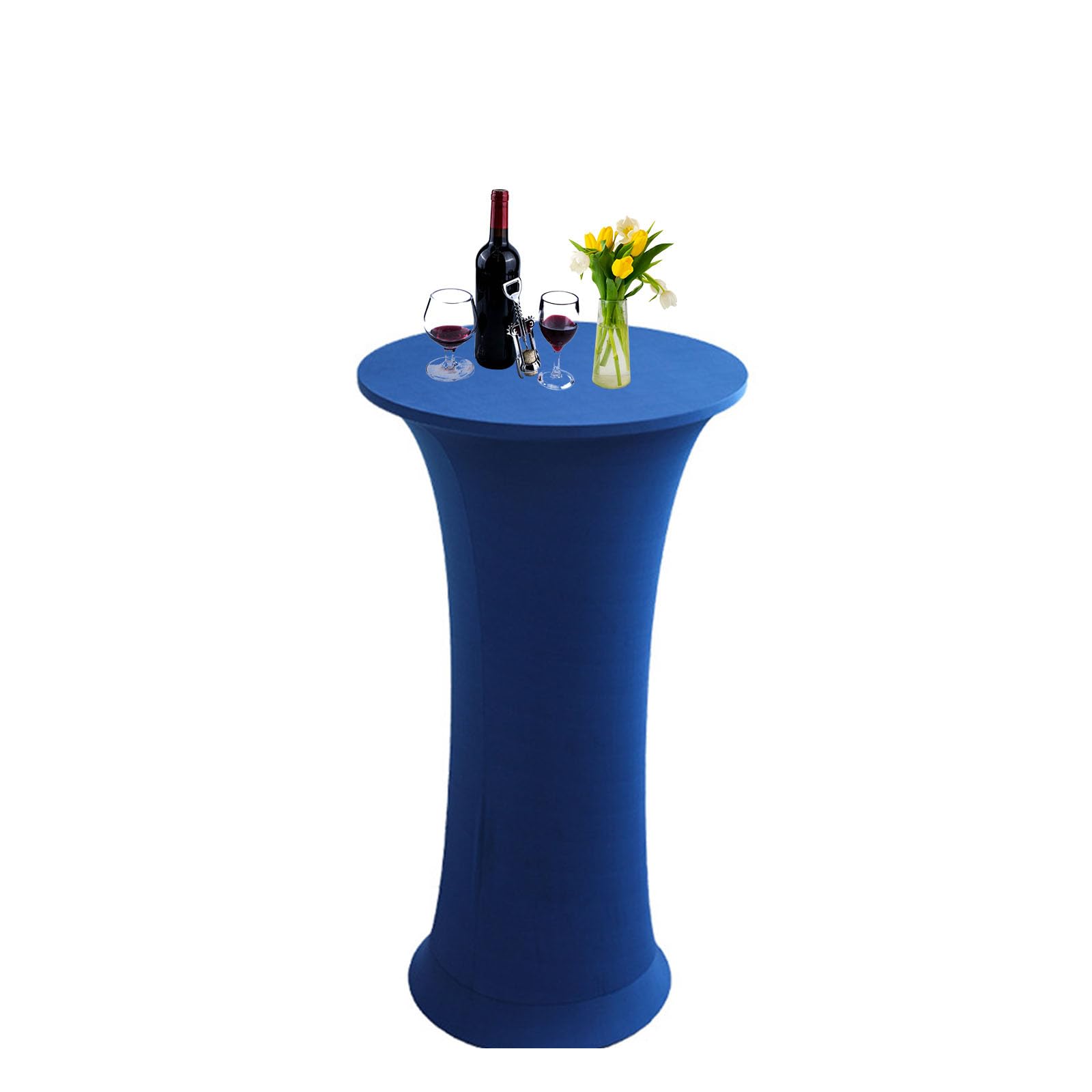 Highdi Spandex Cocktail Table Covers, Stretch Poseur Table Covers for Parties Round Fitted Cocktail Tablecloth for Wedding, Party, Birthday, Home & Event Decoration (80cm,Navy blue)