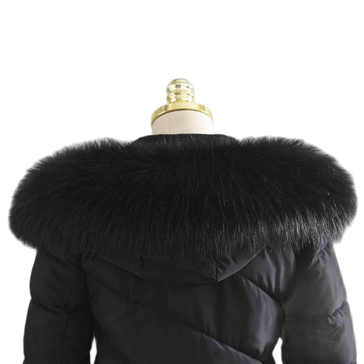 RedEagle Bufanda de piel Cuello de piel real desmontable Mujeres Collares de piel de mapache Abrigos para el cuello Capucha Collares unisex negro
