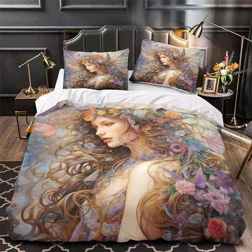 Funda de Edredón Mariposa 3D Microfibra de 3 Piezas para Cama Doble 5