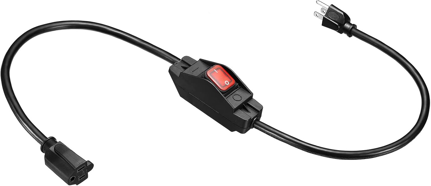 PATIKIL 3Ft Outdoor Extension Cord with Waterproof Switch, 3 Prong Extension Cable