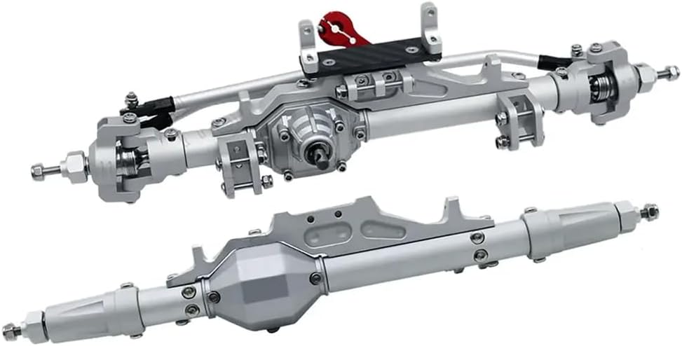 1/10 Scale RC Crawler Aluminum Front Rear Axle Set with Tie Rod and Servo Mount Compatible with Wraith 90018 RR10 and 1.9 UTB Models(Silver Rear Axle)