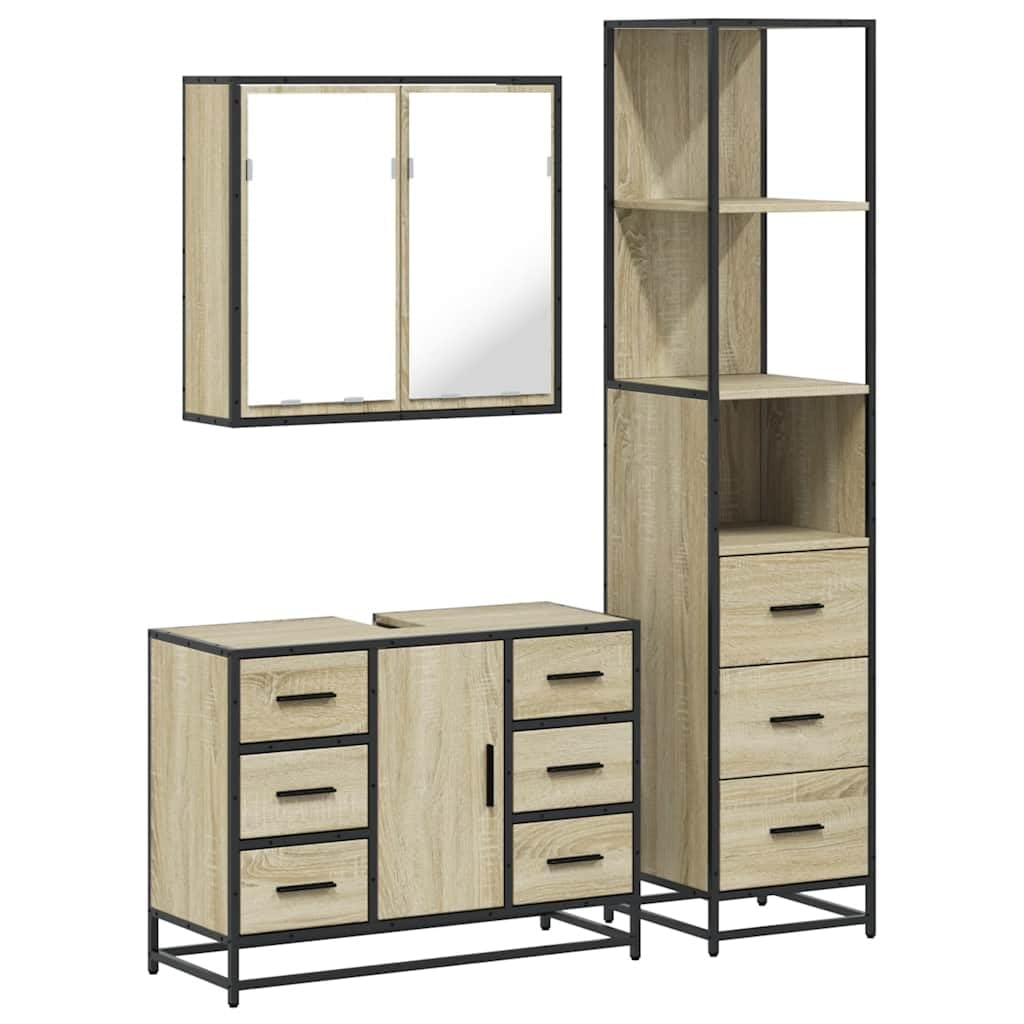 Set de muebles de baño de alta robustez en acabado roble Sonoma