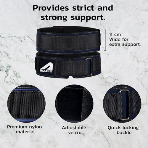 Image of Boldfit Weight Lifting Belt for Men Gym, Powerlifting Deadlift Support, Leather Workout Back Support Accessory for Women, Strength Training Weightlifting Belts for Fitness Exercise - S