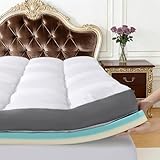 5 Inch Dual Layer Memory Foam Mattress Topper - 2.5 Inch 1500GSM Fluffy Soft Pillow Top Mattress Cover and 2.5 Inch Cooling Gel Memory Foam for Back Pain Relief,Fits 6-18" Deep Pocket(King, 78"x80")