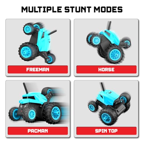Image of Mirana Warrior 360 Rotating Stunt RC Car | High Speed Remote Control Vehicle | USB Type-C Rechargeable Toy for Kids for Boys and Girls | Made in India (Sky Blue)