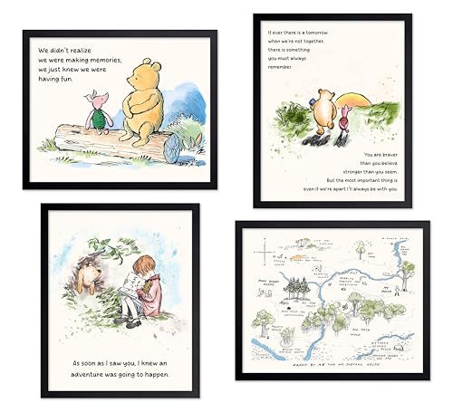 Poster Pooh We Were Making Memories : lot de 4 affiches poétiques pour salle de jeux