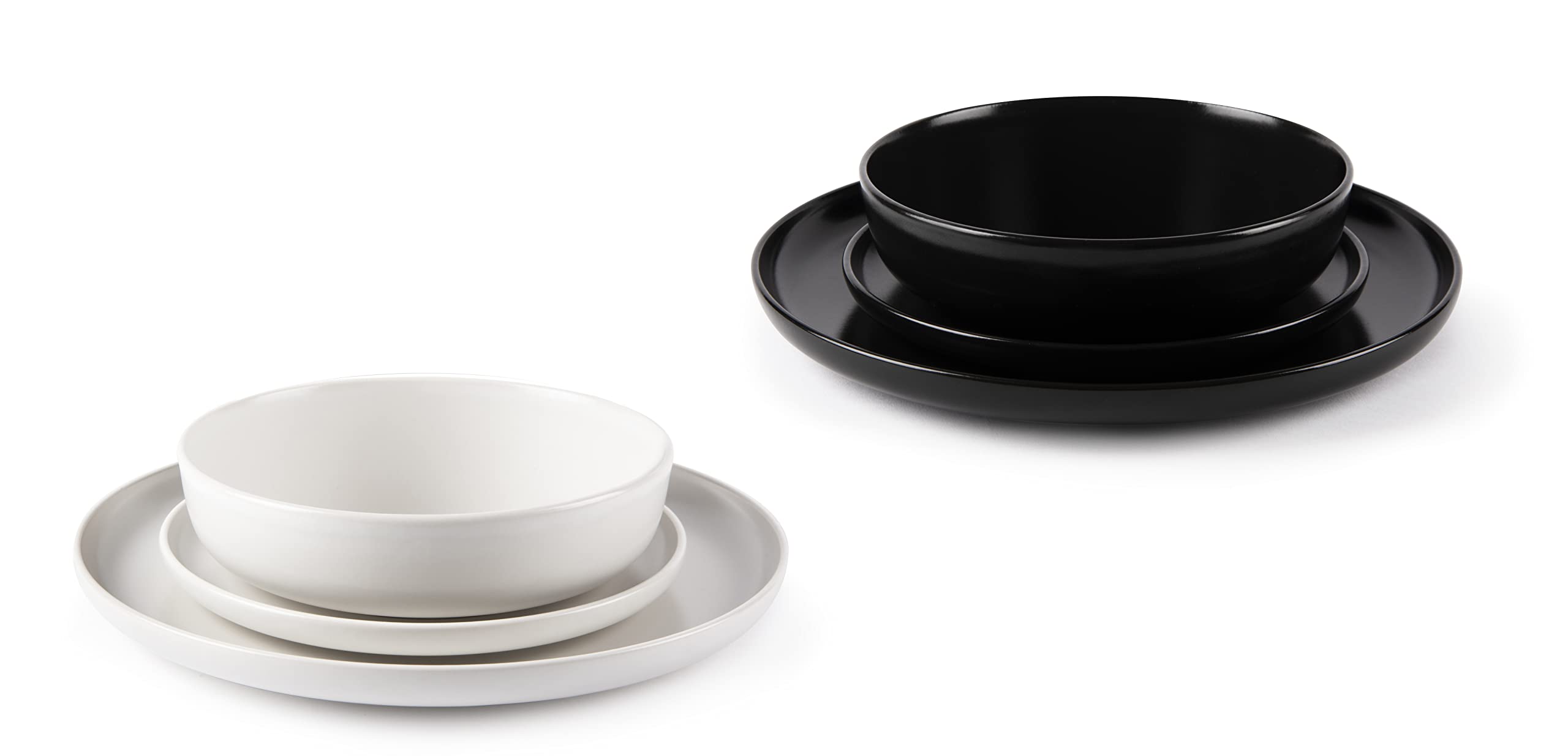Excelsa Nordic zestaw obiadowy 12-częściowy, ceramiczny, biały i czarny