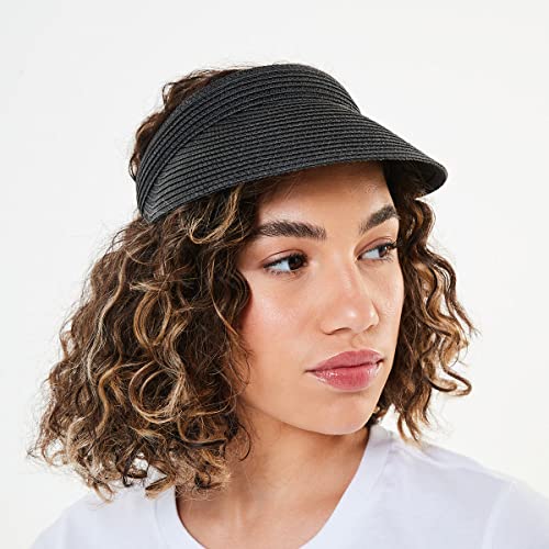 Visera de sol para mujer de paja con ala ancha plegable miniatura 5