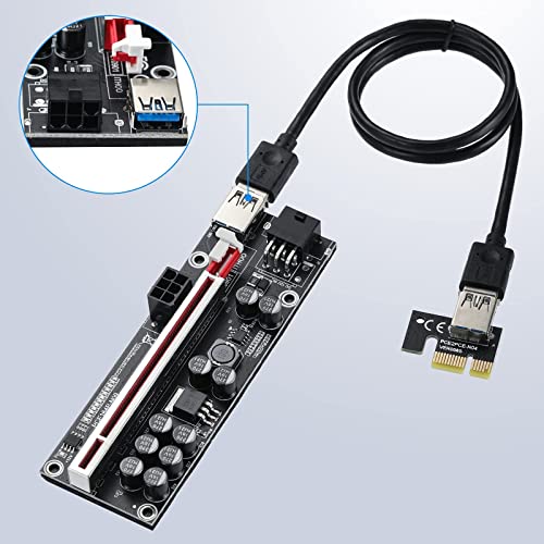 image for BEYIMEI PCI-E 1X to 16X Riser Card, 10 Capacitors,for Bitcoin Ethereum
