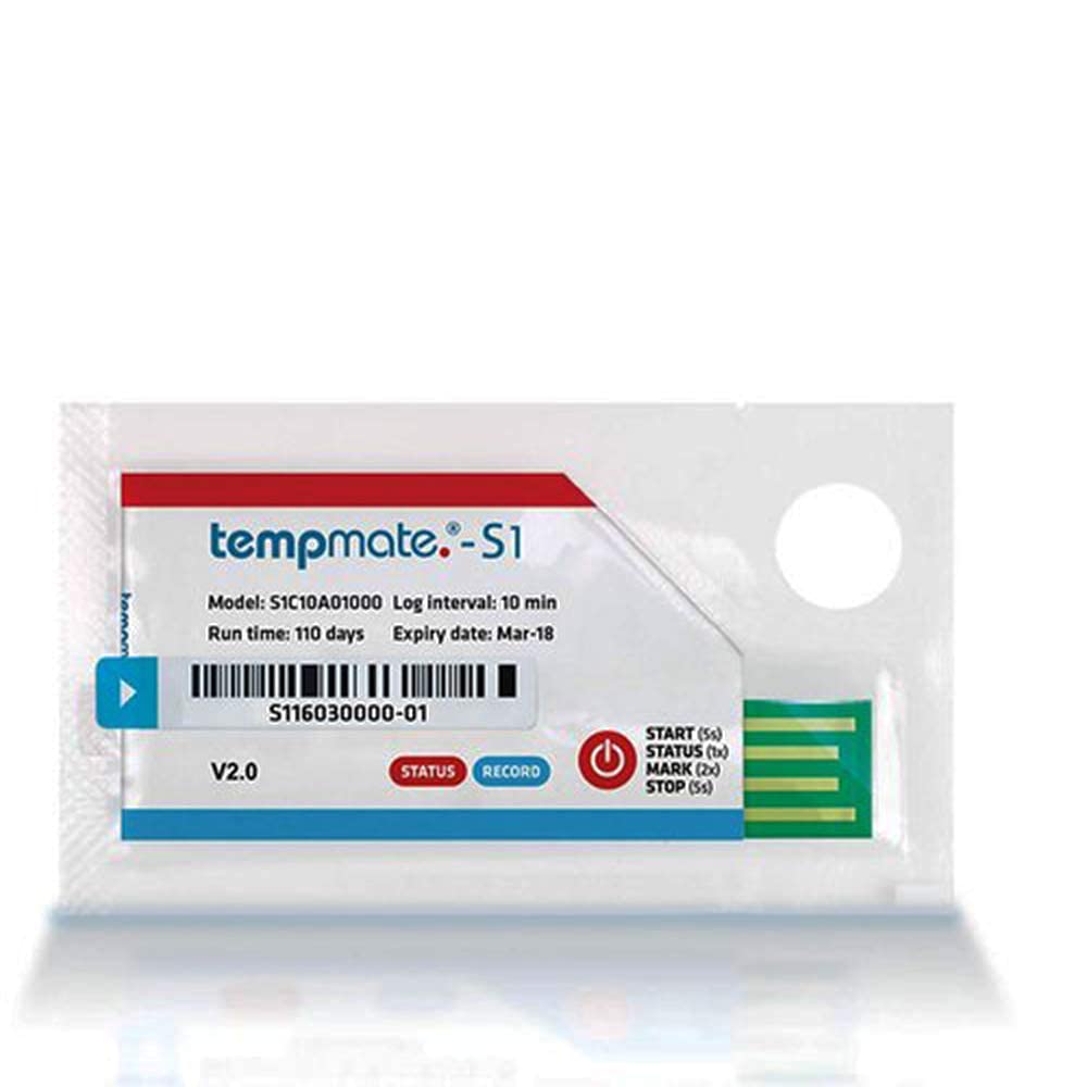Tempmate S1 Single Use Temperature Data Logger (Pack of 2) (Range: -22°F to 158°F) with 21 CFR Compliance for Food Industry, Pharma, Refrigerator Trucks/Ships, Reefer Ships/Cars (Germany)