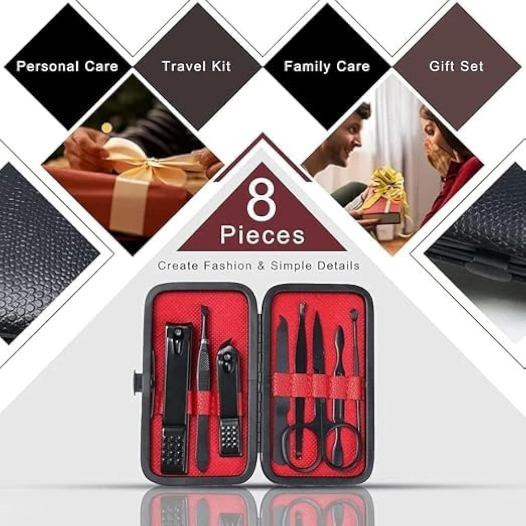 8-Piece Professional Manicure and Grooming Kit with Travel Case