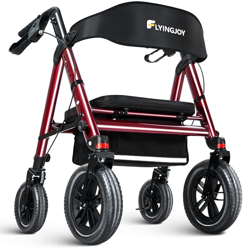 Image of Heavy-Duty Walkers for Seniors with seat,450Lb Bariatric Rollator Walker