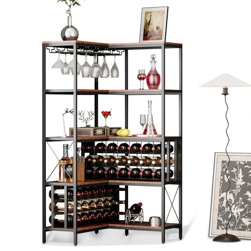 IRCPEN Large Corner Wine Rack 5 Tier L Shaped Industrial