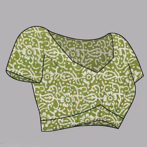 Image of Women's Pure Cotton Printed Saree with Traditional Batik Inspired Border Design, Soft Lightweight Daily Wear Saree with Unstitched Blouse Piece for Festive, Casual and Office Wear
