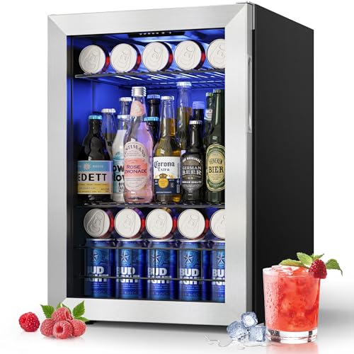 1.6 Cu.Ft Compact Beverage Refrigerator Cooler |65 Cans Mini Fridge with Glass Door for Beer Drinks Wines for Home,Office or Bar |Reversible Glass Door & Adjustable Shelving