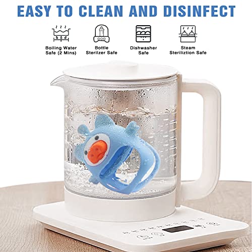 Mqgx Silicone Teething Toys For Babies 0-6 Months Never Drop Pig Bpa Free Baby Teething Toys, Infants Mitten Teether For Soothing Teething Pain Relief, Chew Toys For Sucking Needs (Blue) #TOP4