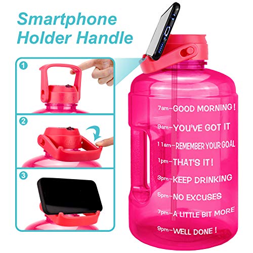 Image of QuiFit 1 Gallon Water Bottle - with Straw & Motivational Time Marker Leak-Proof BPA Free Reusable Gym Sports Outdoor Large(128OZ /73OZ) Capacity Water Jug