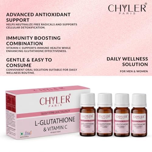Image of L-Glutathione 500mg Nano Shot with Vitamin C 40mg | Skin Brightening & Glow Drink | Reduces Pigmentation & Dark Spots | Antioxidant Skin Support | 4 x 10ml