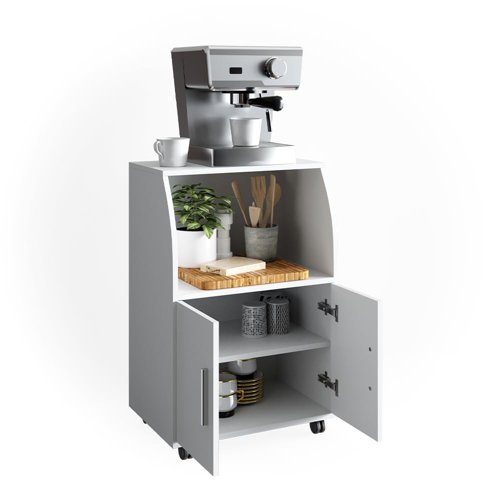 Vicco Rollcontainer Elio, Weiß, 55 x 83.8 cm, mit Rollen und Ablagefläche für Mikrowelle oder Geräte