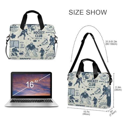 Bolso maletín para laptop con diseño hockey vintage 13-15.6 pulg miniatura 5