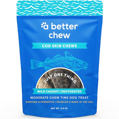 A-Better-Treat--Wild-Caught-Cod-Skin-Dog-Treats-Sourced-and-Made-in-The-USA-Single-Ingredient-Dehydrated-Natural-Healthy-Alternative-to-Rawhides-Bully-Sticks-Long-Lasting-Chew A Better Treat–Wild Caught Cod Skin Dog Treats Sourced and Made in The USA Single Ingredient Dehydrated Natural Healthy Alternative to Rawhides Bully Sticks Long Lasting Chew