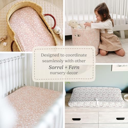 Image of Pack and Play Sheets Fitted, Mini Crib Sheets for Graco Pack N Play Playard (38x26), Ultra Soft Organic Cotton Blend, Safe & Snug Playpen Mattress Sheet for Baby Boys & Girls - Fleurette, 2-Pack