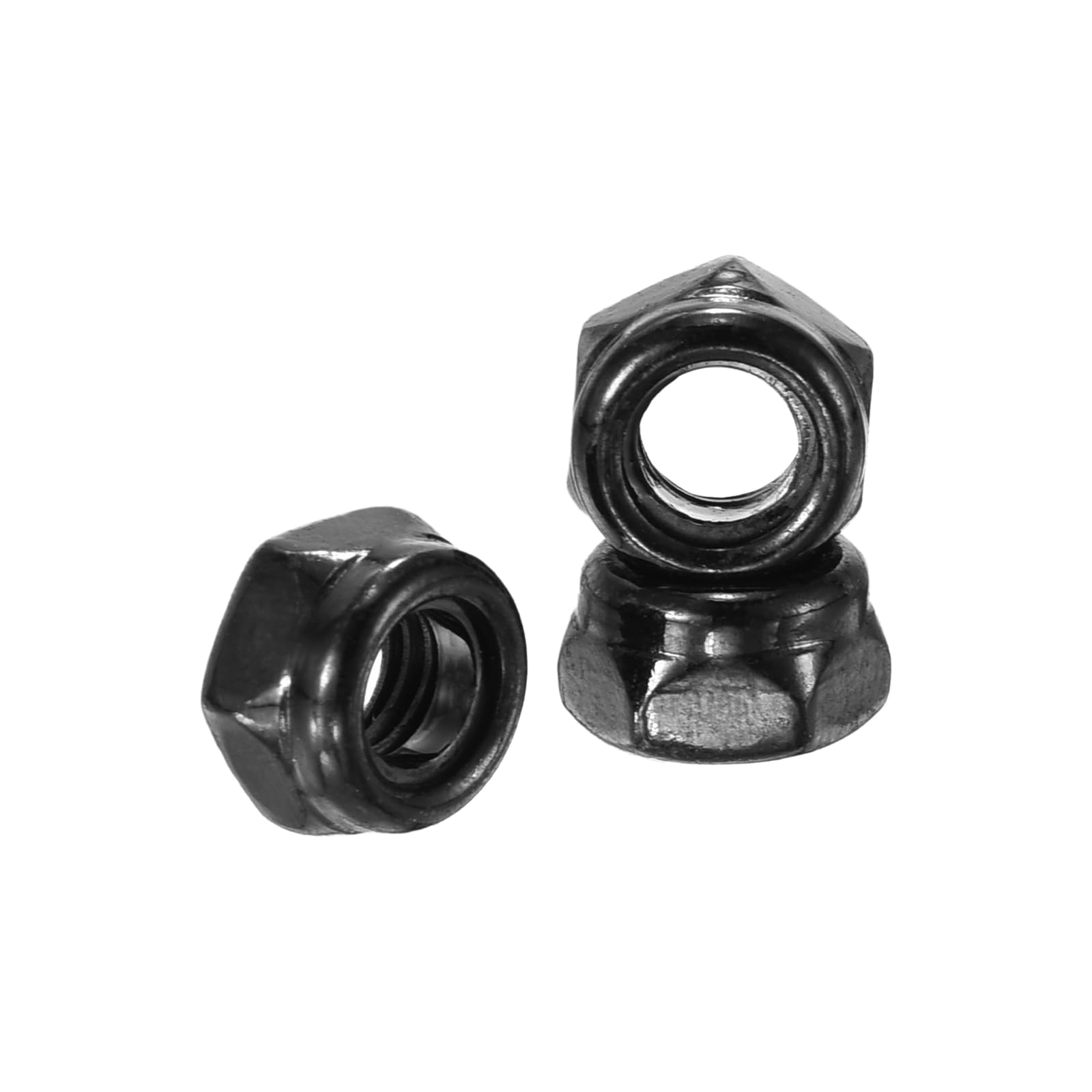 Kozelo 100Pcs Nylon Locking Hex Nuts - [M5-0.8], 304 Stainless Steel Hardware Nuts, Black, for Automotive, Aerospace, Industrial Applications Use