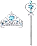 Princess Dress Up Accessories, 2PCS Princess Crown and Wands for Little Girls, Jewelry Toy Gifts Set Christmas