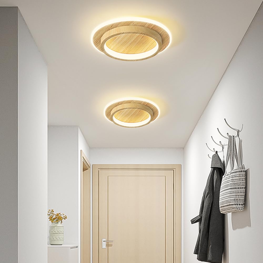 Oświetlenie Sufitowe Led, Nowoczesna Sufitowa Półpłaska, Minimalistyczna Okrągła Metalowa Sufitowa Do Korytarza, Przedpokoju, Sypialni, Balkonu/Kolor Orzecha Włoskiego/25 Cm