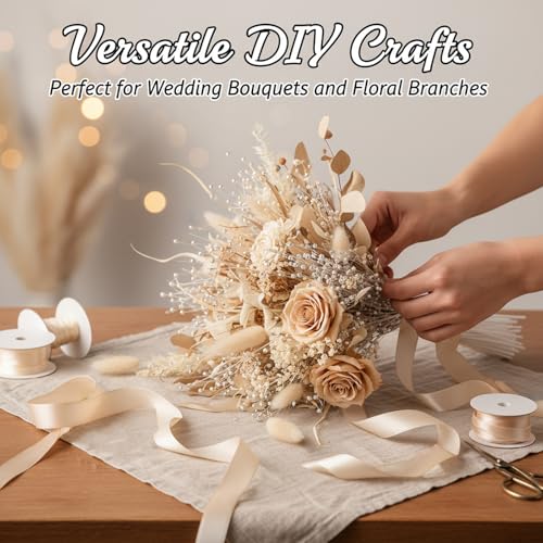 image for Josojoou 60 Pcs Wedding Pearl Sticks, 4mm Pearls String Beaded Bouquet