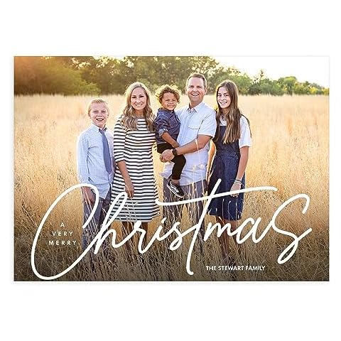 Let's Make Memories Personalized Photo Christmas Cards with Envelopes - Premium Quality - 5x7-2024 Holiday Cards & White Envelopes - Modern Tidings - 25 ct Cover