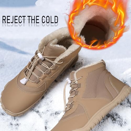 Barefoot Snow Boots for Men's Women's Winter Warm Waterproof Zero Drop Comfortable Cold-Proof Fleece Lining Wide Toe Sneakers Ankle Booties for Hiking Walking Outdoor Unisex2