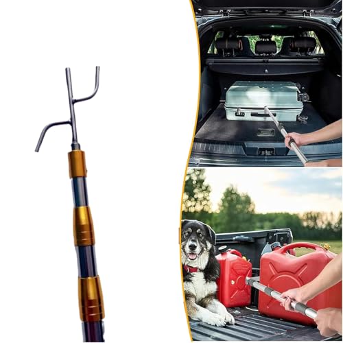 Truck Cargo Grabber, Stainless Steel Stretchable Pole, Telescoping Pickup Truck Bed Retriever Tool, Heavy Duty Grabber Reach Tool for Effortless Item Retrieval (Yellow)